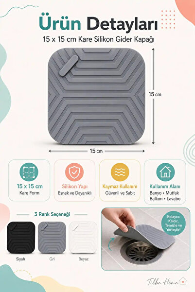 Ercazzo Silikon Gider Kapağı Lavabo ve Yer Süzgeci Koku Önleyici Kapak Kaymaz Gider Kapatıcı Banyo, Mutfak ve Balkon Uyumlu