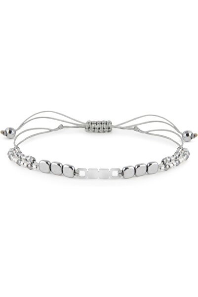 MINZA Square Stone Women's Bracelet, 925 Sterling Silver, Beaded Bracelet, wi...