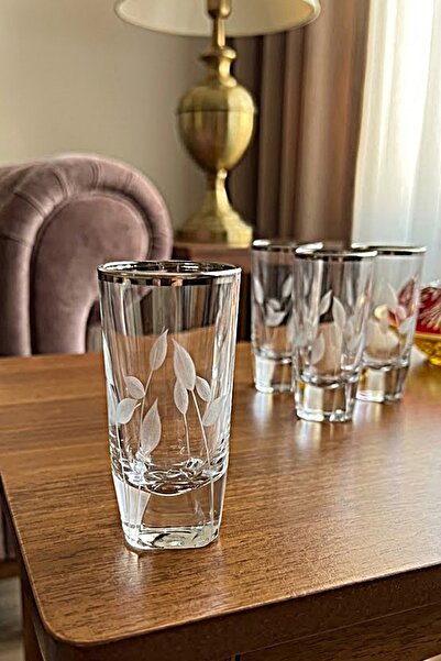 DECOSTYLE Silver Leaf Decorated Custom-Made Coffee Cup Set of 4