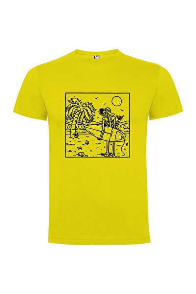 iLovePrints Surfing Skeleton Sketch Tshirt
