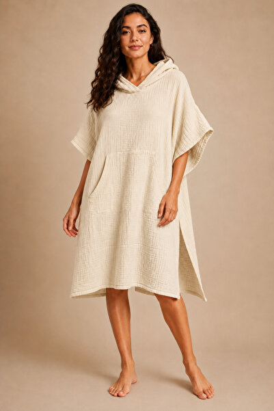 Motif Tekstil 2 Layer Muslin Unisex Oversize Adult Poncho -Slightly Imperfect-