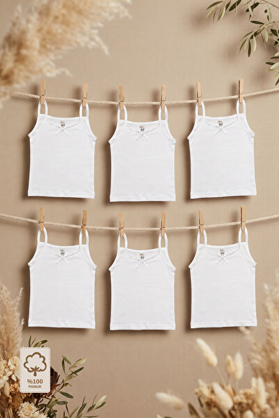 Minory Kids - 6-Piece Girls' Strappy Athlete Set |   100% Cotton |   White