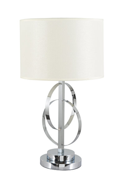 ARlight TLC 8811 Cr Επιτραπεζια Λαμπα Νικελ Δυο Κυκλους Αμπαζουρ Μπεζ 1xε27 0...