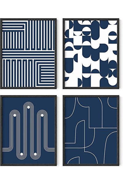 ESSESORIES Abstract Blue Navy Blue Bathroom Kitchen Aesthetic Poster Wall Art...
