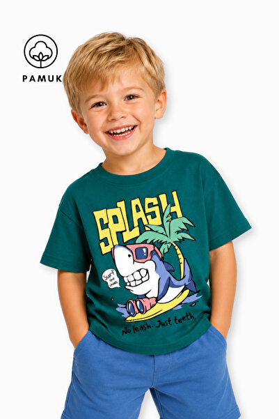 difa kids Tricou drăguț pentru băieți, cu mânecă scurtă, cu imprimeu cu rechi...