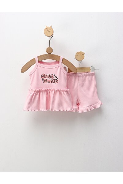 MiniKids Καλοκαιρινό Σετ Τοπ και Παντελόνι, Just Smile, ροζ