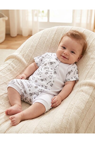 MiniKids Salopeta bebe, imprimata iepurasi gri