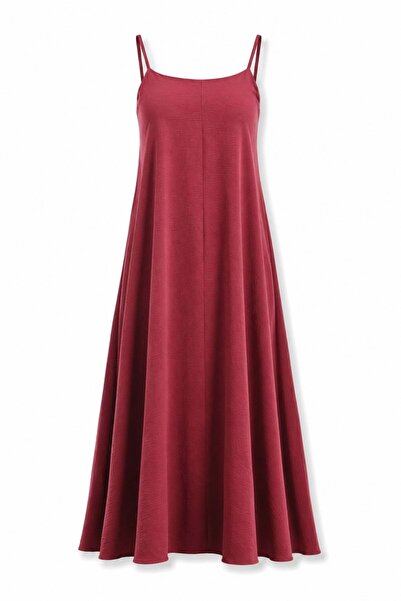 5in1Canpolat Burgundy Strappy Draped Dress 2975