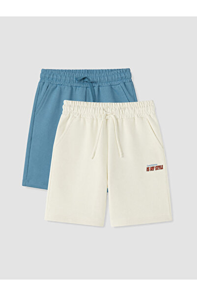LC Waikiki Lcw Kids Blue Elastic Waist Boys' Shorts, Pack of 2