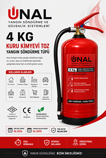ünalgrup 4 kg Kuru Kimyevi Toz Yangın Söndürme Tüpü Üretim 2026 Tekrar Dolum ...