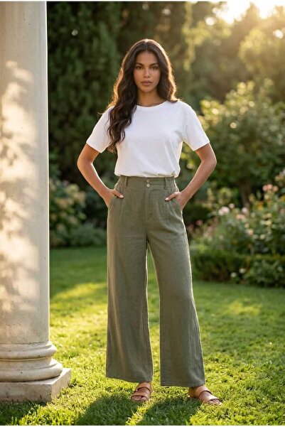 pier moda Women's Linen Shalwar Trousers 100% Cotton Linen Palazzo Pants