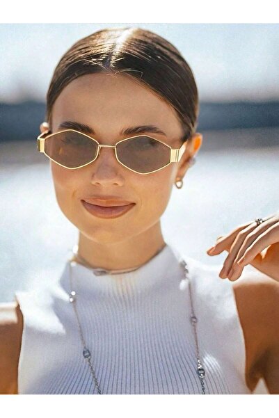 ORVILLA Geometric Rhombus Frame Small Metal Glasses, Trendy