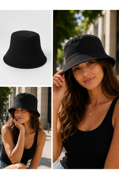 Genel Markalar Siyah Bucket Kova Şapka Unisex Balıkçı Şapka Günlük Kullanım