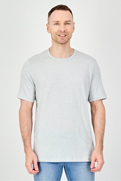Palm Beach Men Crew Neck Short Sleeve Plain T-Shirt, Light Grey