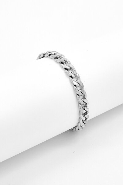 Steeltime سوار رجالي من الفولاذ المقاوم للصدأ بتصميم كوبان، فضي