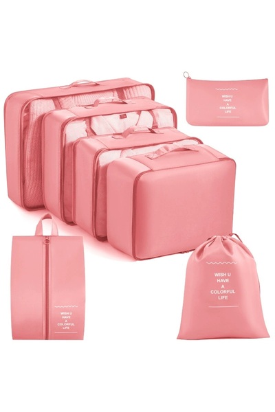 Choice3 7 PCS Pink 7/8/9/10 Pcs Set Travel Organizer Storage Bags Suitcase Pa...