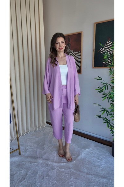MEECY Ženski kimono pantaloni, dvodelni set