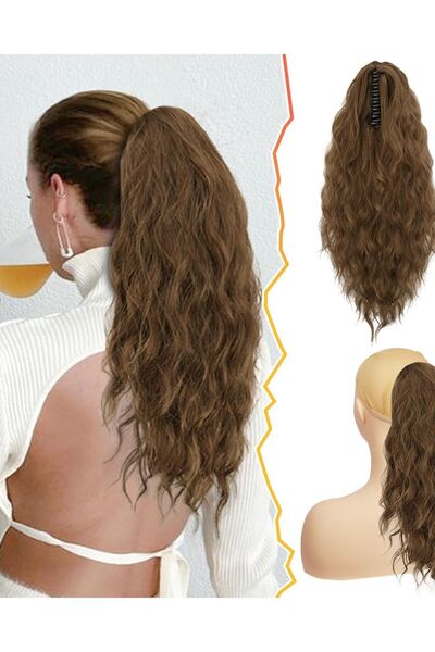 Dotail Extensie de păr, ondulată, 45 cm, cu clips de 10 cm, fibră sintetică, ...