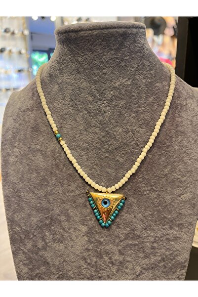 gozdeasutayaccessory Eye-Shaped Necklace White