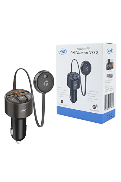 PNI Modulator FM Valentine V880 cu microfon, Bluetooth 5.0, MP3 player, trans...
