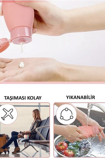 Kesene 6 Pcs Empty Cream Bottle 60ml Refillable with Bag Travel Type Bottle Set with Bag