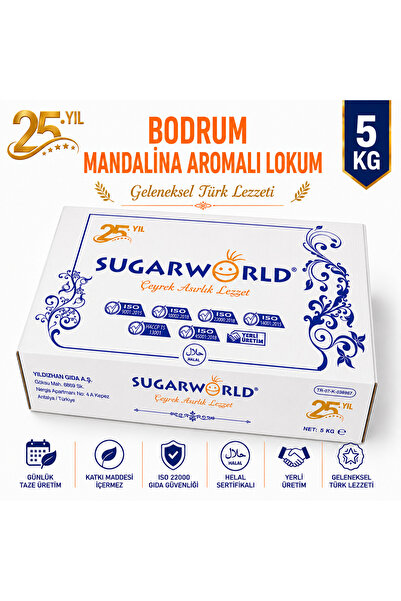 SUGARWORLD Sade Bodrum Mandalina Aromalı Lokum 5 kg