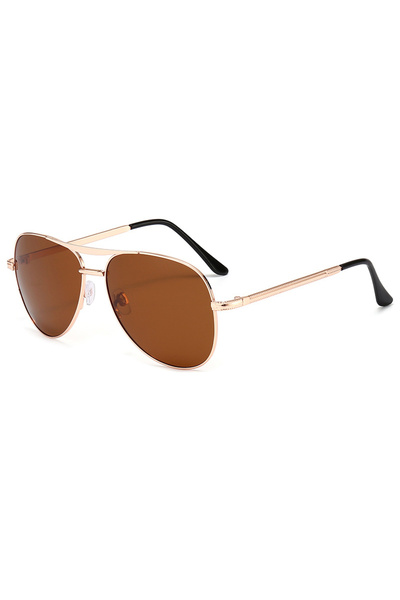Choice No Box Gold Tea Double Beam Aviation Polarized Sunglasses For Men Wome...