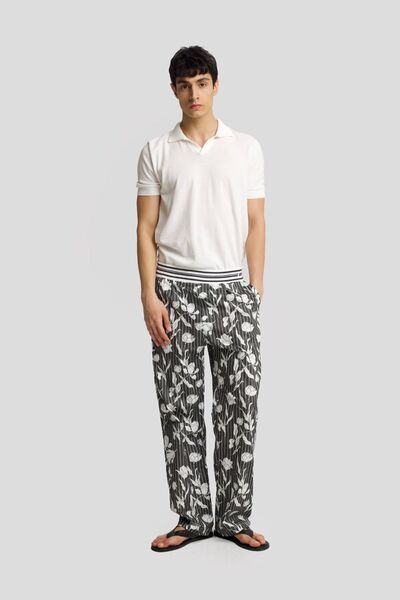 Hiccup GIESTO Pantaloni bărbătești din bumbac, tricot, cu imprimeu floral
