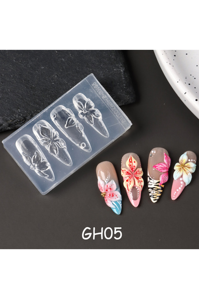 Choice1 GH05 Transparent Ocean Flowers Nail Carving Mold 5D Tropical Lily Pet...