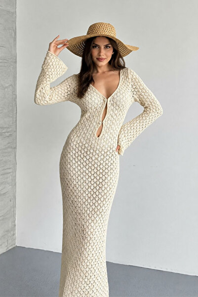 Dilay Gökoğlu Butik Beach Dress with Chest Accessories