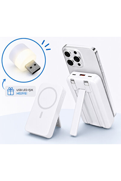 AL-TECH BİLİŞİM 10000mAh Manyetik Kablosuz Powerbank Dahili Type-C Lightning ...