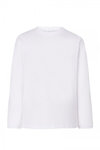 JHK Tricou cu mânecă lungă pentru copii, 100% bumbac, Sydney, alb