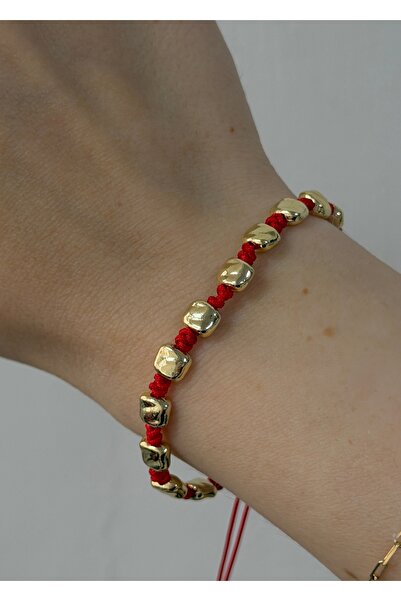 KİLİGİSTANBUL Red, Zest Square Beaded String Bracelet