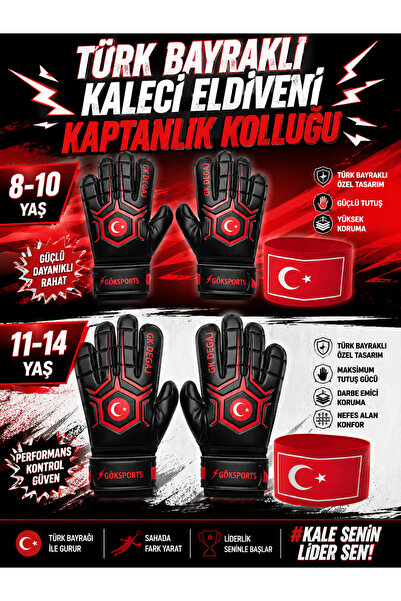 Gök Sports Turkish Flag Goalkeeper Gloves Football Goalkeeper Gloves with Wri...