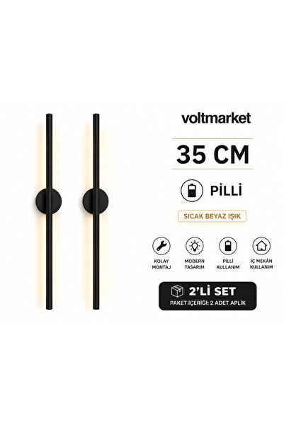 VoltMARKET Türkiye’nin Elektrik Marketi Voltmarket 35 Cm Pilli LED Duvar Apli...