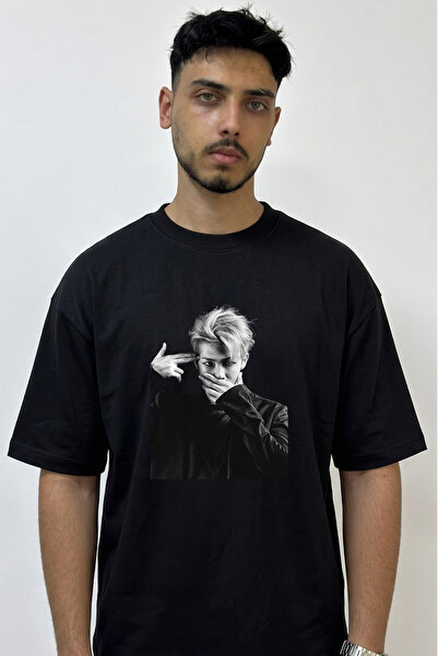 Anetos RM Design Τυπωμένο Μαύρο T-Shirt Oversize