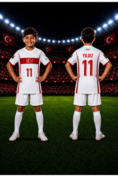 tahaspor KENAN YILDIZ TÜRKİYE MİLLİ TAKIM ÇOCUK FUTBOL FORMASI BEYAZ 2 PARÇA ...