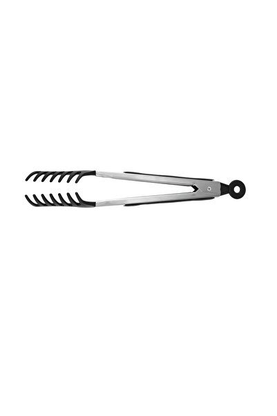 Choice black 10-inch long-handled food tongs for pasta, salad, and spaghetti,...