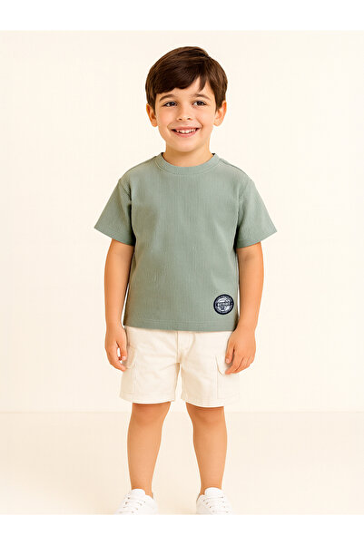 Victor and Jane By Styli Boys Ribbed Knit Round Neck T-Shirt
