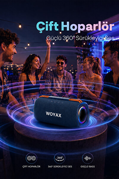 woyax Bluetooth Hoparlör 30W Kablosuz Oval Speaker Güçlü Ses Yüksek Bass Taşınabilir Ses Bombası USB TWS Büyük Küçük Boy