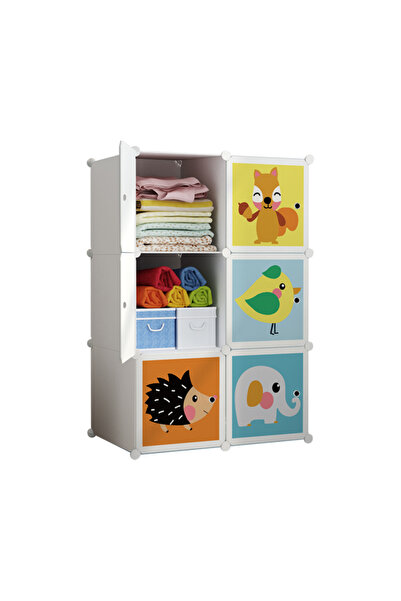 AT Performance Dulap modular pentru copii, Alb/Albastru, AT PERFORMANCE®, 6 r...