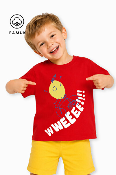 difa kids Tricou de vară pentru băieți, cu mânecă scurtă, cu imprimeu de lămâie