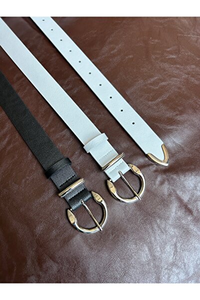 LİA KEMER 2-Pack Learn Round Buckle Model Jacket Belt Dress Belt Trouser Belt