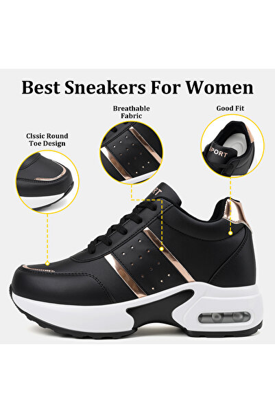 SOSENFER Women's Walking Shoes Height Increasing Sneakers Comfortable Casual ...