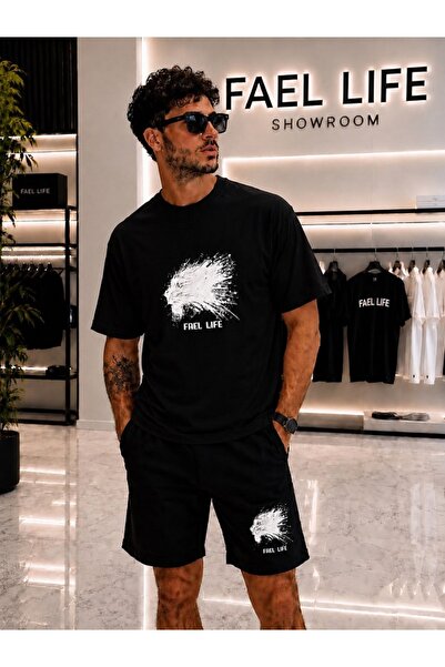 FAEL LİFE Unisex Wide-Let T-Shirt and Shorts Tiger Printed Set