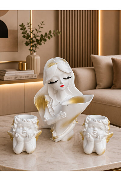 NO BRAND Set 3 Vaze Decorative – LOLA și 2 Îngerași