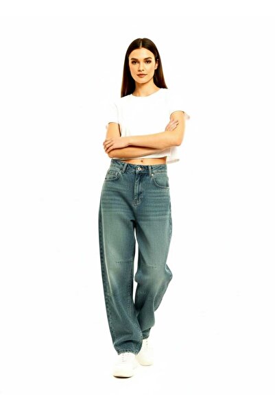 Lighter Jeans Ženske zelene isprane rastezljive široke palazzo farmerke visok...