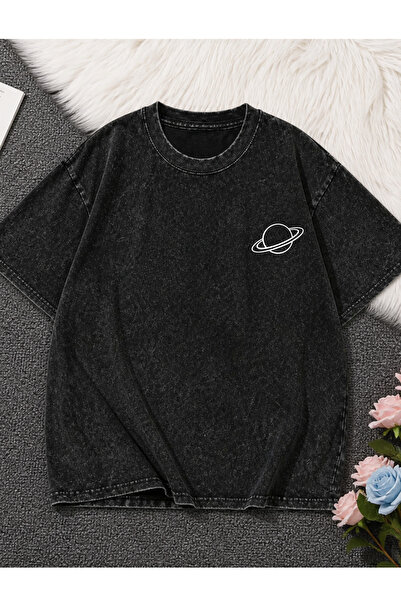 Pink Sky Μπλουζάκι Unisex Oversize με εφέ ξεβαμμένου υφάσματος, Vintage Stree...