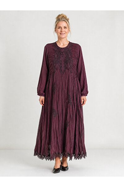 Lissmore %80 Modal %20 Viscose Brode Nakış İşlemeli Astarlı Elbise