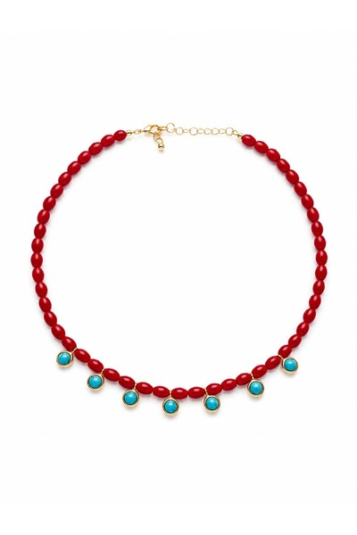 CHARMLUCKY Turquoise-Red Necklace